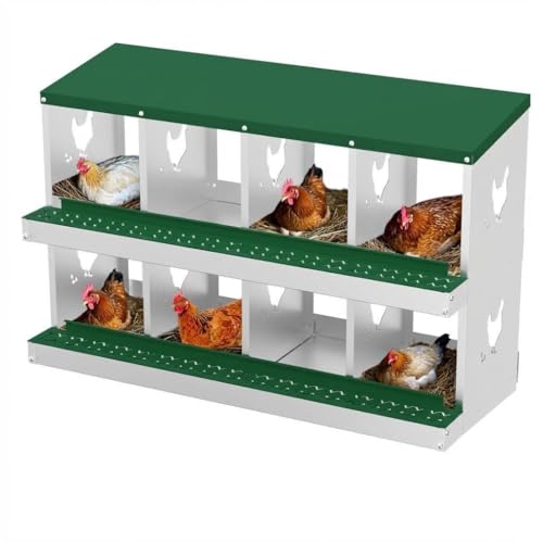 Chicken Nesting Box, 8-Hole Nesting Boxes, Removable Tray, Ventilation Holes, Easy Egg Collection & Cleaning, Laying Boxes for Hens, Green - color: Green, size: 8 Holes
