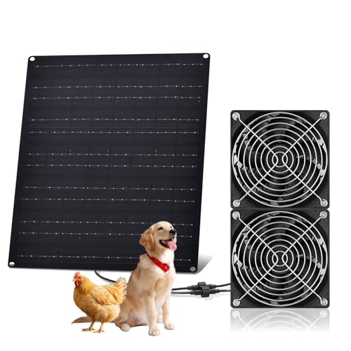 Solar Powered Fan, 15W Solar Chicken Coop Fan,Waterproof Ventilation Exhaust Fan for Outdoor Shed Chicken Coops Greenhouse Doghouses Pet House for Intake or Exhaust Air Cooling - size: 4.7" 2 Fan Kit