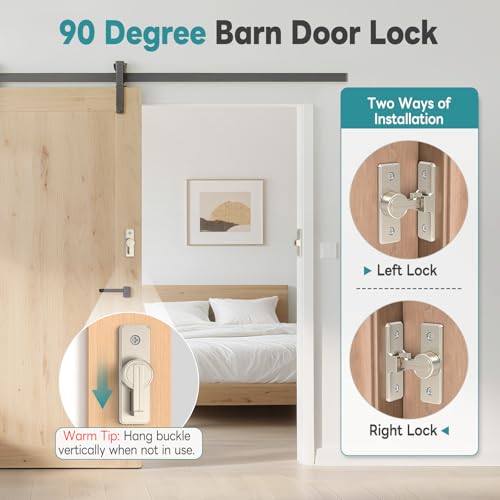 90° Heavy Duty Zinc Alloy Barn Door Lock Nickel 1 Pack | Security Sliding Door Latch for Barn, Garden, Bathroom, Fence, Shed，With Screws & Washers - color: Nickel-1 Pc