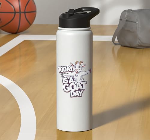 Childrens Today is a Goat Day Design | Kids Goat Stainless Steel Insulated Water Bottle - color: White
