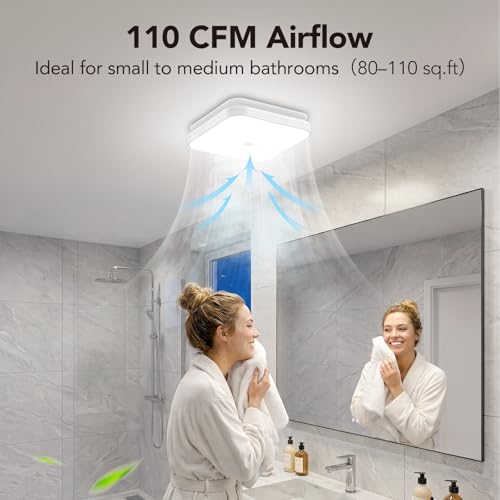 OREiN 2-in-1 Bathroom Exhaust Fan with Light, 110 CFM, ENERGY STAR | 1000LM, 5000K Daylight, Quiet 2.0 Sones, No Attic Access Required, ETL/HVI Certified, 7.36x7.68in Cutout, 4-to-3in Adapter - color: 5000K