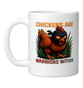 Chickens Are Warriors Within Funny Poultry Ninja Ceramic Mug, White, 11oz - color: White, size: 11 Ounces