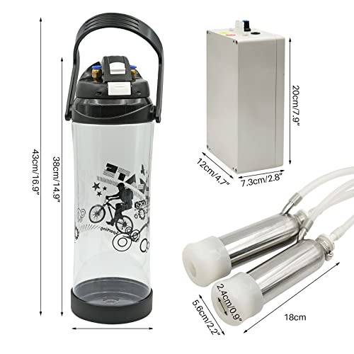 3L Cow Milking Machine Electric Pulsation Vacuum Pump Cow Milker | Portable Milking Machine for Cow, Adjustable Speed, 2 Teat Cups - style: Cow