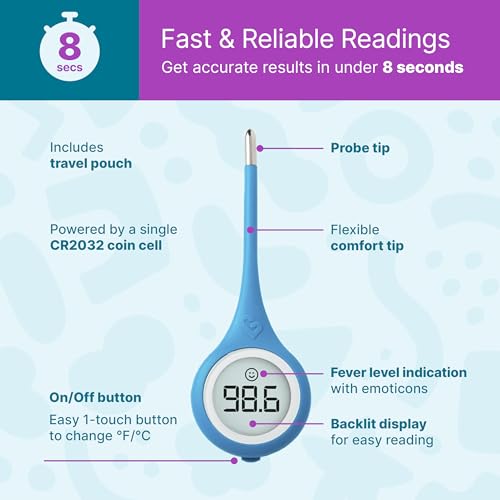 Kinsa Smart,Fever, Digital Medical Baby, Kid and Adult Termometro - Accurate, Fast, FDA Cleared Thermometer for Oral, Armpit or Rectal Temperature Reading - QuickCare | Fast, accurate, FDA-cleared medical termometro for babies, kids and adults