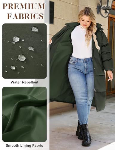 HEEKPEK Womens Plus Size Winter Coats Long Puffer Jackets Hooded Quilted Water Repellent Warm Trendy Parka Outerwear 2025 - color: Army Green, size: XX-Large Plus