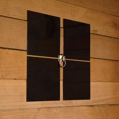 Schneiders Easy-Up 12" x 12" Metal Wall Plate Chew Guards for Horses | Heavy-Duty Steel Protection for Barns and Stalls | Set of 4 | Color Black