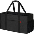 LHZK Standing Extra Large Utility Tote Bag with Metal Wire Frame and the Sides Rinforced, Extra Large Tote Bag with Handle, Reusable Grocery Bags Foldable, Beach Bag, Car Tote (Black) | Metal Wire Frame - color: Black, size: 22.5''x10.5''x12''-1 Pack