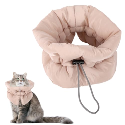 BOXOB Adjustable Lightweight Waterproof Recovery Collar | Soft for Cats & Dogs Kitten Cone to Stop Licking After Surgery - Prevents Licking Wounds (S, Khaki) - color: Khaki