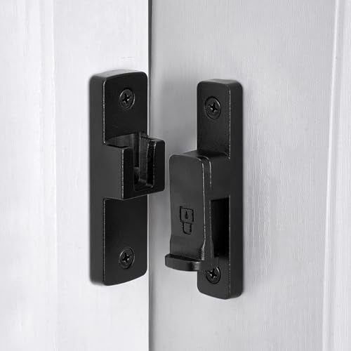 Matte Black 90 Degree Barn Door Lock ，Right Angle Door Lock Latch | Zinc Alloy Flip Gate Latches,for bedroom,garage,balcony,barn,sliding door,bathroom,window,cabinet,drawer,pet enclosures - color: Matte Black_90 Degree