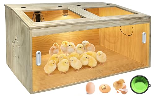 21-Piece Large Chicken Brooder Box 32", All-in-One Kit, Up to 35 Chicks Capacity, Brooder with Heat Lamps, Pee Pads, Thermometer, Cleaning Tools, Chick Brooder Box for Quail, Hamsters, Pattern A - size: 31.5"L x 15.75"W x 15.75"H