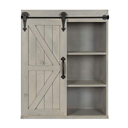 Kate and Laurel Cates Decorative Wood Wall Storage Cabinet with Sliding Barn Door, Rustic Gray - color: Grey