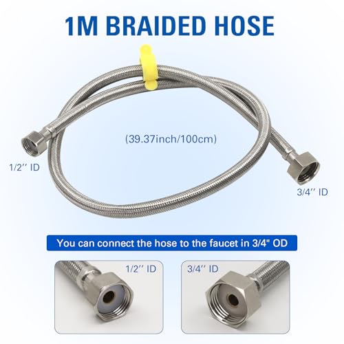 Automatic Waterer 304 Stainless Steel Float Valve for Chicken Dog Livestock | Self-Filling Water Trough with Bottom Drain Hole & 39" Hose (3/4'') for Horse, Goat, Cattle, Sheep, Cat, Poultry, Pig | 2.5L