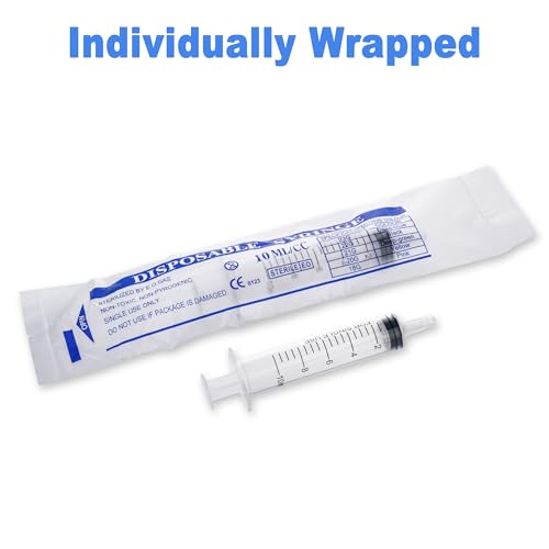 12Pack 10mL Syringes without Needle - Individually Wrapped, with Cap for Liquid, Measuring, Ink Refilling, Oil, Liquids Glue Applicator - style: 10ML