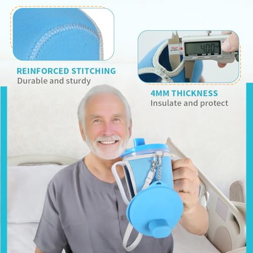 Cup Sleeve with Silicone Lid Cover Set to Protect Dysphagia Regulating Drinking Cup for Swallowing and Disorders People-Sky Blue（Excluding Cup） - color: Blue-Cup Sleeve+Silicone Lid Cover Set
