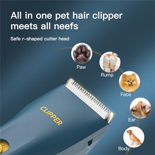 Prowerful Home Professional Dog Grooming Kit Clipper Low Noise USB Rechargeable Gifts for Dog Cat Green,TS006 - color: Ts006-green