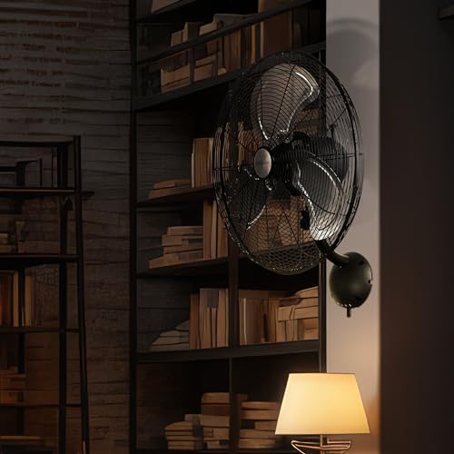 Hurricane Pro High Velocity Oscillating Wall Fan, 3 Speeds, Black, 16in | Metal - Wall Mount Corded Electric Air Cooling Unit w/ Powerful 2400 CFM Airflow for Home, Garage, Gym, Workshop & Greenhouse - style: 16" High Velocity