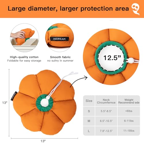 Cat Cone Collar,Cute Waterproof Recovery Collar,Anti-Bite Lick Wound Healing Safety Elizabethan e Collar for Cats,Orange Pumpkin Cat Halloween Costume - color: Orange pumpkin, size: Large
