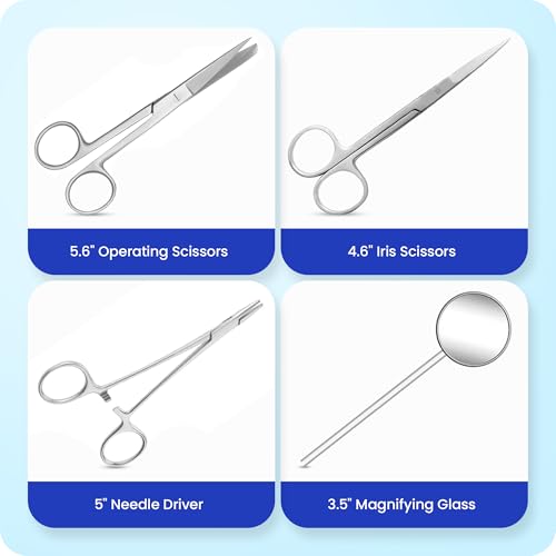 Dissection Kit Durable 38-Piece for Medical & Veterinary Students | Stainless Steel Biology Lab Anatomy Dissecting Set with Scalpel Blades - Case, 18 Reusable Tools & 20 Blades