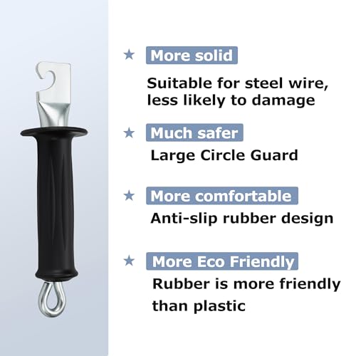 Heavy-Duty Gate Handle Electric Fence Gate Handles Rubber Insulated Gate Handle with Spring for Farm, House, Residence, Black 10 Pcs
