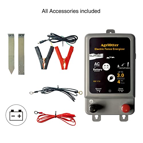 Electric Fence Energizer 15 Acre 2 in 1 Powered by Battery or AC Outlet 8000V 1.75J Pulse Electric