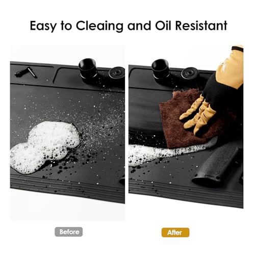 OneTigris Gun Cleaning Mat, Gun Mat | Rifle Pistol Gun Mat, with 10 Magnetic Dots, Non-Slip, Oil Resistant - color: Black, size: Large