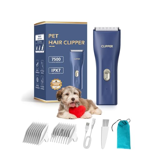 Dog Cat Home Hair Waterproof Clipper Wireless Dog Trimmer for Grooming,Blue,TS006 - color: Ts006-blue