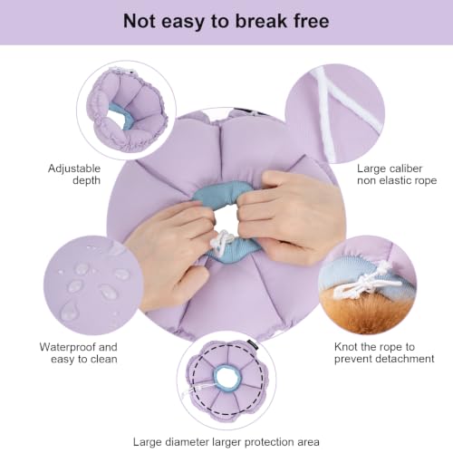 Dog Cone Collar Stress-Free Recovery Cone Alternative: Adjustable Depth & Diameter for Wide-Neck Dogs (Pugs, Bulldogs, Bullies) Purple Flower XL-B - color: purple, size: XL-B