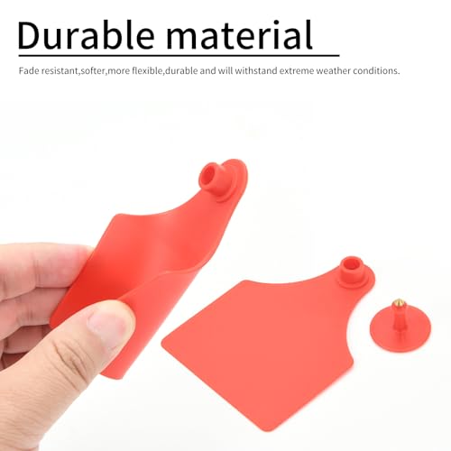 500pcs Farm Animal Ear Tags Numbered 001-500 Livestock Identification for Cattle Cows Hogs Pigs Sheep Goats (500, Large-Red) - color: Large-red