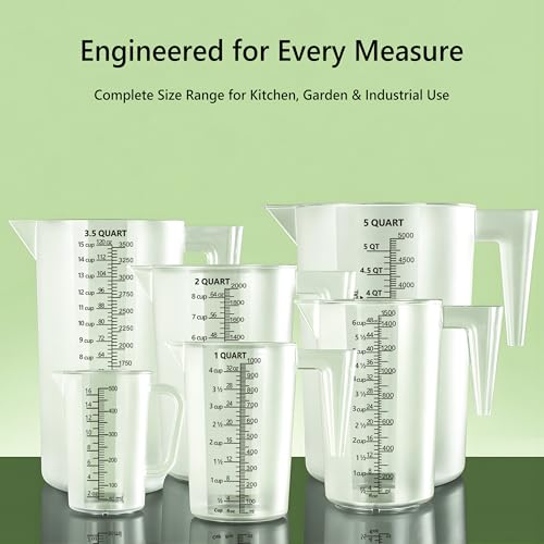 Plastic Measuring Cup with Handle, Pool Chemical Measuring Cup, Measuring Pitcher with Laser-Etched Markings for Liquid Mixing, Pouring, Lawn Care, Motor Oil, Lab Use (64 oz, 2000ml) - size: 64 fl oz