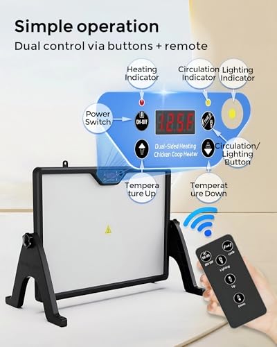 Digital Brooder Heater for Chicks, Remote Control | 180W safe radiant heat, adjustable height, digital thermostat, UL listed 110V, for chicks, ducklings, quail, backyard poultry