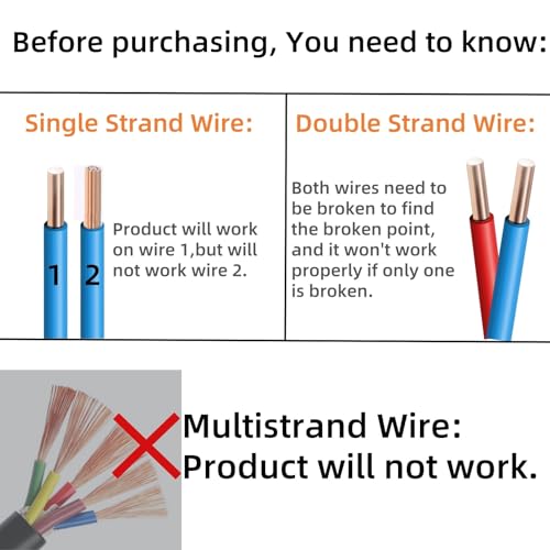 Underground Wire Locator, Wire Tracer with Earphone and Battery, Up to 3 Feet Deep and 1,640 Feet Long, Cable Tester for Dog Fence Cables Irrigation Control Wires