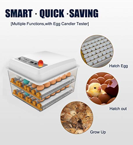 Egg Incubator,Egg Incubator with Automatic Egg Turning and Humidity Control,Poultry Hatcher for Chickens Ducks Birds (128 Eggs) - size: 128 Eggs