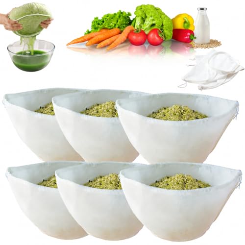 XEMBRALTI Reusable Fine Mesh Cotton Strainer Bag, Cotton Filter Bags for Cheese, Nut Milk Brewing, Yogurt Coffee Tofu Tea & Juice Extraction, Food Grade Filtration Bag (Large-6 Pcs) - size: Large-6 Pcs