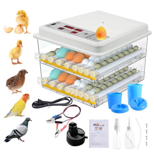 120 Egg incubators for Hatching Eggs with Automatic Turning & 5 Modes | Egg incubator with temperature control, incubation day tracking, smarts egg turning system and multi-poultry support - color: 120 Egg White