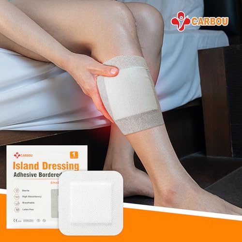 Carbou Island Dressing 6"x6" 30ct Sterile Bordered Gauze Pads Wound Care | Sterile Individually Wrapped packs,Highly Absorbent Adhesive Dressing Pad,Bordered Gauze With Adhesive Border,Island Bandages - size: 6‘’x6''