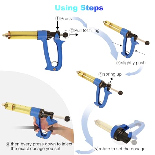 50ML Semi Automatic Livestock Syringe, Adjustable Continuous Repeating Luer Lock Syringe for Cattle Cow Goat Sheep Pig - size: 1-Piece 50ML