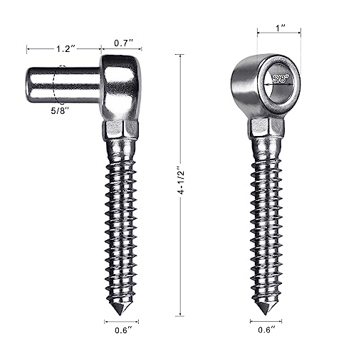 Insaga Cast 304 Stainless Steel Gate Hinges 2Pack Lag Screw Hinge for Farm M16 Hook and Eye Hinges, Partial Thread Gate Hinge Bolts for Wood Cattle Livestock Gate for Fence - color: M16 Hook and Eye Hinge-2Pair