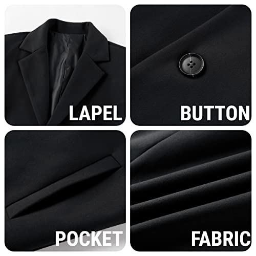 PASLTER Mens Trench Coat Slim Fit Mid Length Pea Coat Winter Overcoat | Notched Collar,Single Breasted,Warm Peacoat Jacket,Soft Mens Dress Coat,Fall Winter Mens Trench Coat Long - color: Black, size: Small
