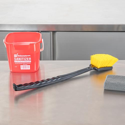 Restaurantware Scrub Brush 4 Count of 20 Inch Long Handled Scrubbing Brush, Ergonomic Design, Stiff Yellow Plastic Bristles, for Commercial Kitchen, Restaurant Or Home - size: 20 1/2"