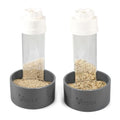 Kalekey 2 Pack Transparent PVC Chicken Feeder, Oyster Shell and Grit Feeder Hanging Ground Chicken Coop Feeder with Hanging Hook for Hens & Chicks (Grey) - color: Gray
