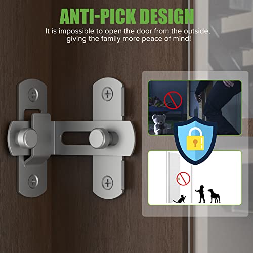 Barn Door Lock, 90 Degree Bifold Flip Door Latch, Silver | Stainless Steel Angle Latch Lock for Barn, Bathroom, Outdoor, Garage - color: Silver