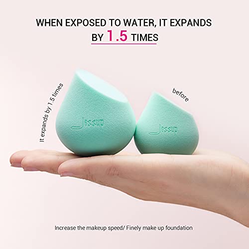 Jessup Makeup Sponge, Latex-free Bud Shape Foundation Blending Sponge SP002 | Minimal Product Absorption, Long-Lasting Shape, Wet & Dry Use, Flawless Blending for Foundation, Concealer, Powder and Cream - color: B.Shell Pink 1-pc