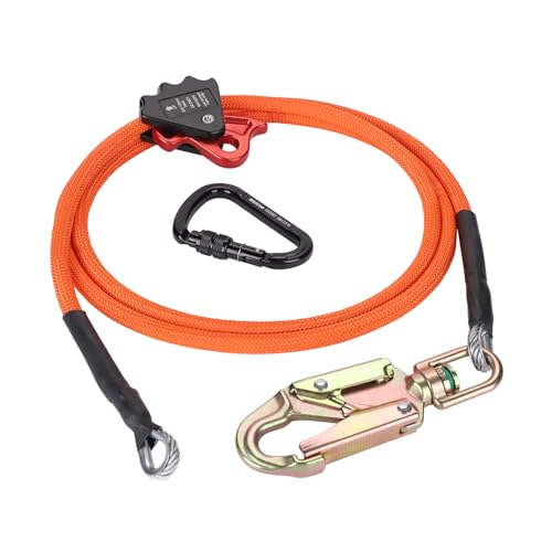 1/2" X 8' Steel Wire Core Flipline, W/Better Grab Adjuster & Steel Swivel, Arborist Equipment Positioning Lanyard, Climbing Flipline for Fall Protection, Arborist, Tree Climbers (1/2’’ x 8 ft) - size: 1/2’’ x 8 ft
