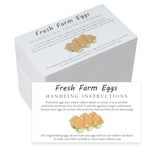 300PCS Fresh Eggs Handling Instructions Cards, 2x3.5" | for Egg Carton, Farm, Supermarket