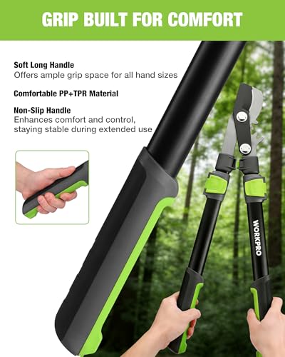 WORKPRO Extendable Bypass Lopper for Gardening, 25-37" Branch Cutter | Heavy Duty Pruning Shear, SK5 Blade, 1.5" Cutting Capacity, Gear System, Comfort Handle, for Tree Trimming - size: 1PC- 25"-37" Lopper