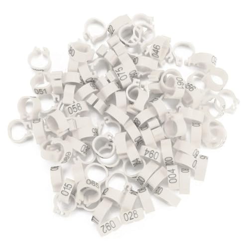 100PCS Numbered Leg Bands, 8mm Inner Diameter | Color-Coded Identification for Hatches, Durable Plastic Resists Cracking, Clip-On Design No Extra Tools, Organize Breeding Re