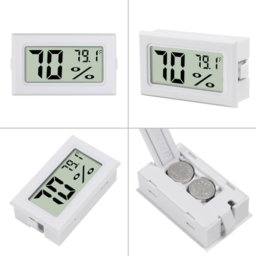 3Pcs Mini Digital Thermometer Hygrometer Electronic Temperature Humidity Gauge Meters Indoor LCD Display Fahrenheit for Greenhouse,Garden,Car Cellar and Office - color: White-3PCS