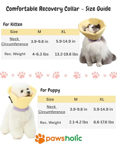 Lightweight Cat Cone Collar, Waterproof Soft Recovery E-Collar for Cats & Small Dogs, Adjustable Protective Elizabethan Collar to Prevent Licking & Biting, Easy-Clean Quick-Dry Design, Yellow XL Size - color: Yellow, size: X-Large