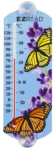 Headwind Consumer Products 840-0058 EZREAD Indoor/Outdoor Thermometer with Butterfly 10" - color: Blue/Yellow/Orange