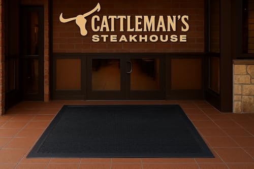 Guardian 14040600 Clean Step Scraper Outdoor Floor Mat, Natural Rubber, 4'x 6', Black, Ideal for Any Outside entryway, Scrapes Shoes Clean of Dirt and Grime - size: 72"L x 48"W x 0.2"Th
